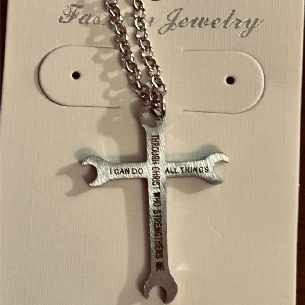 Cross Necklace I Can Do All Things Stainless Steel